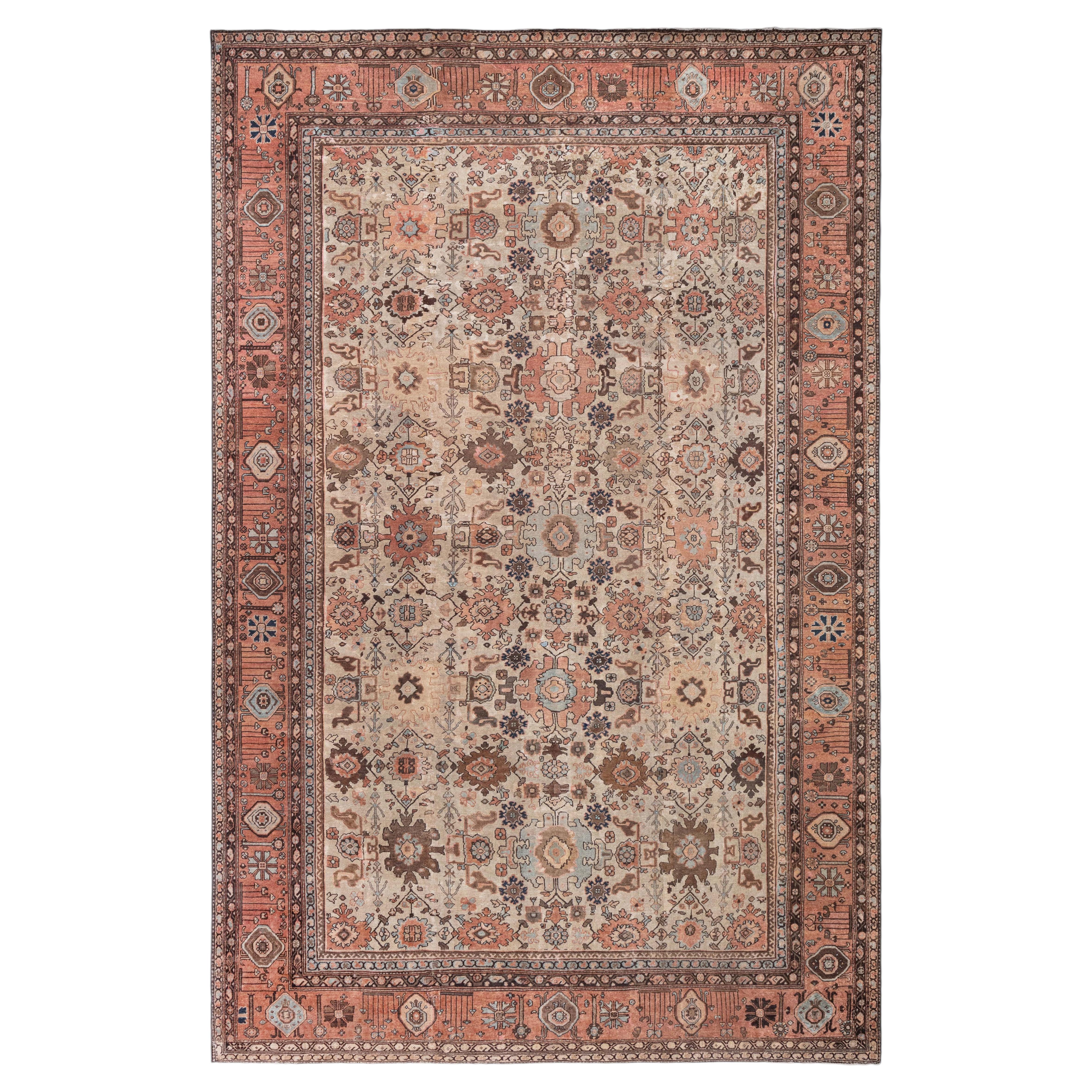 Doris Leslie Blau Sultanabad Antique Allover Geometric Light Beige Rug - c. 1880
