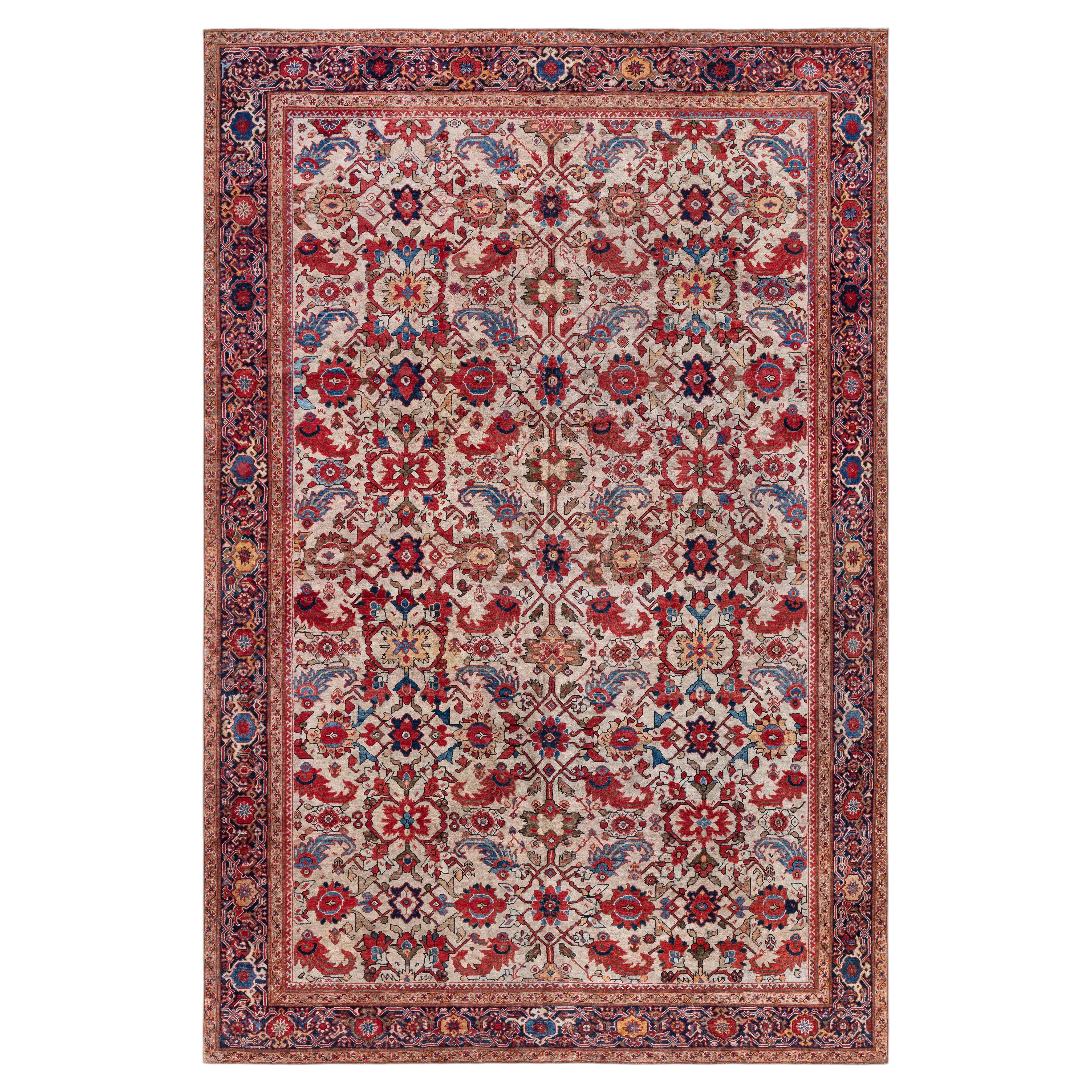 Doris Leslie Blau Sultanabad Antique Allover Geometric Light Beige Rug - c. 1920