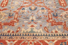 Doris Leslie Blau Sultanabad Alfombra antigua geométrica allover gris pizarra - c. 1920