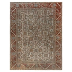 Doris Leslie Blau Sultanabad Antique Floral Allover Light Beige Rug - c. 1880