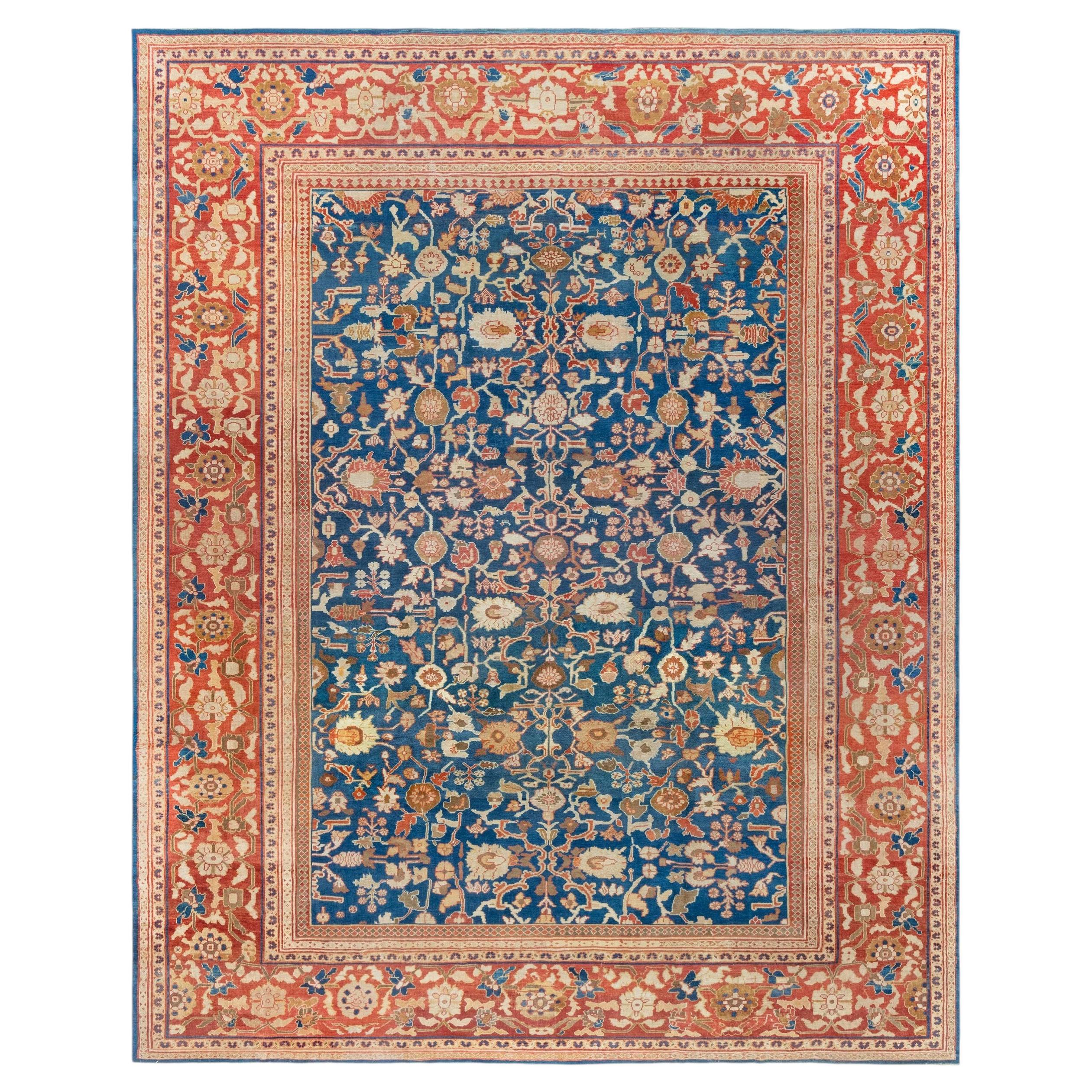 Doris Leslie Blau Sultanabad Antique Floral Allover Light Beige Rug - c. 1900