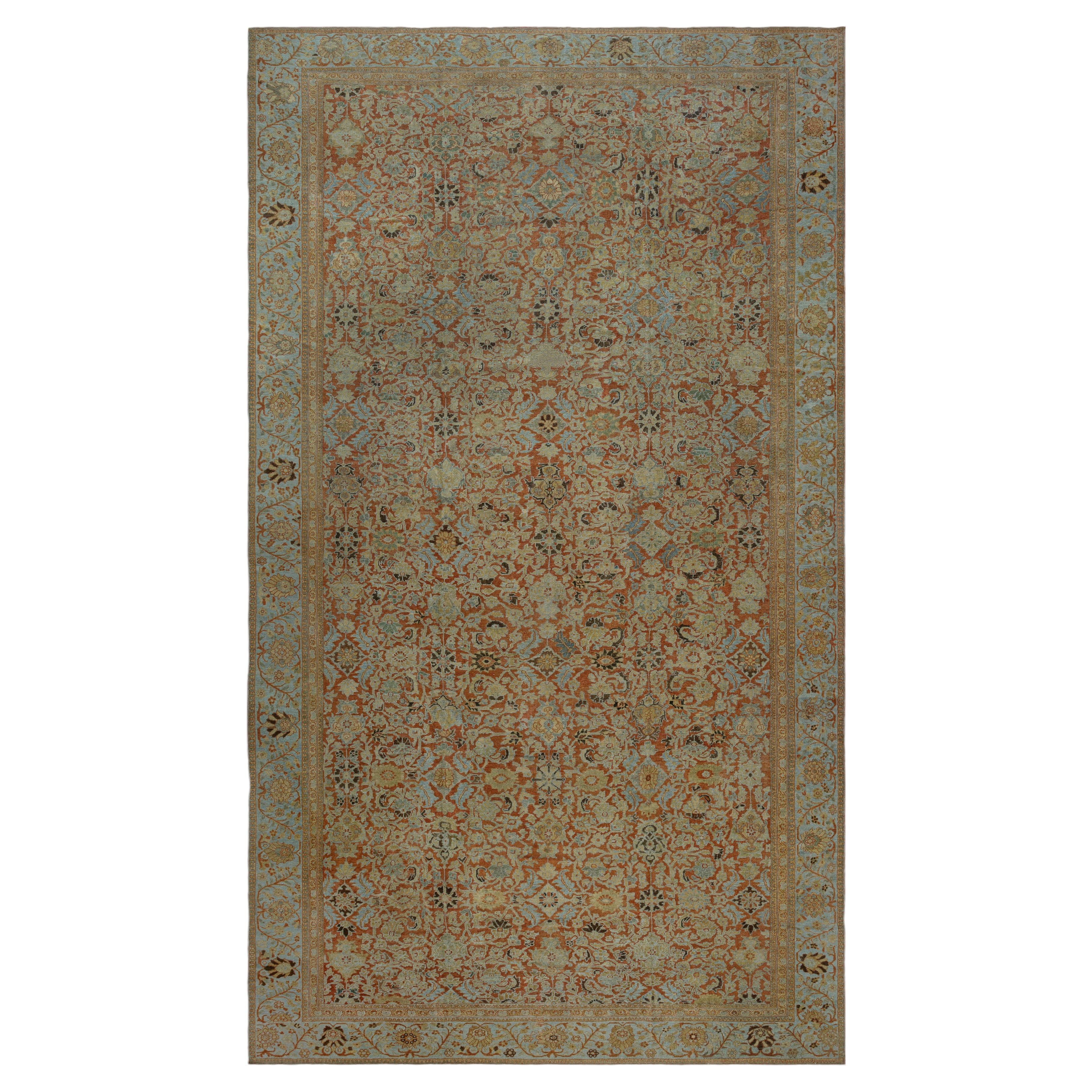 Doris Leslie Blau Sultanabad Antique Floral Allover Warm Tan Rug - c. 1920