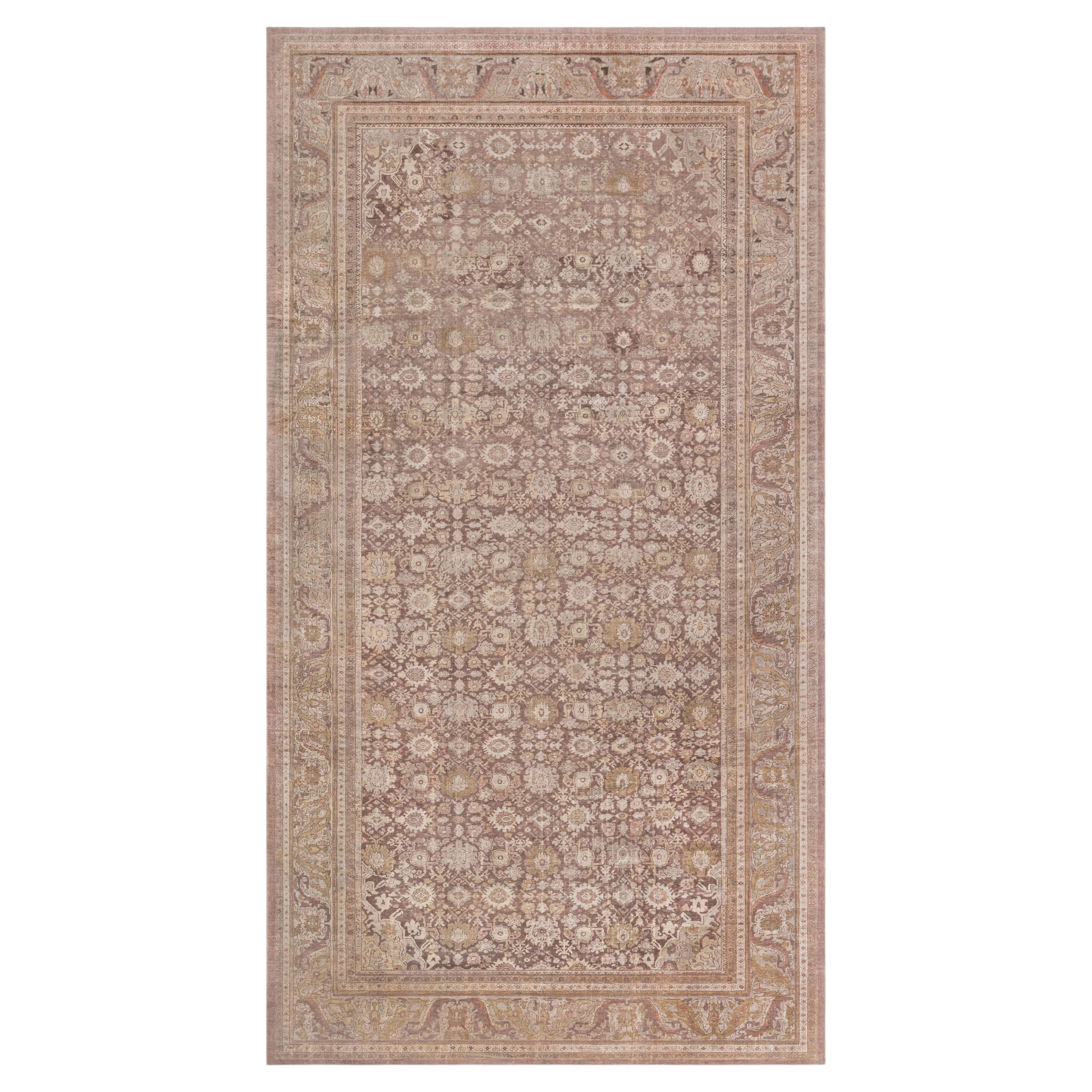 Doris Leslie Blau Sultanabad Antique Floral Classic Taupe Carpet - c. 1900