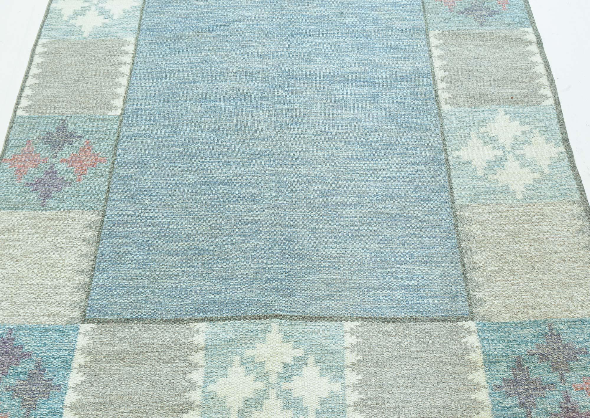 Schwedischer Flachgewebe-Teppich aus der Mitte des Jahrhunderts von Bitte Ahlgren (BA.)
Größe: 5'4