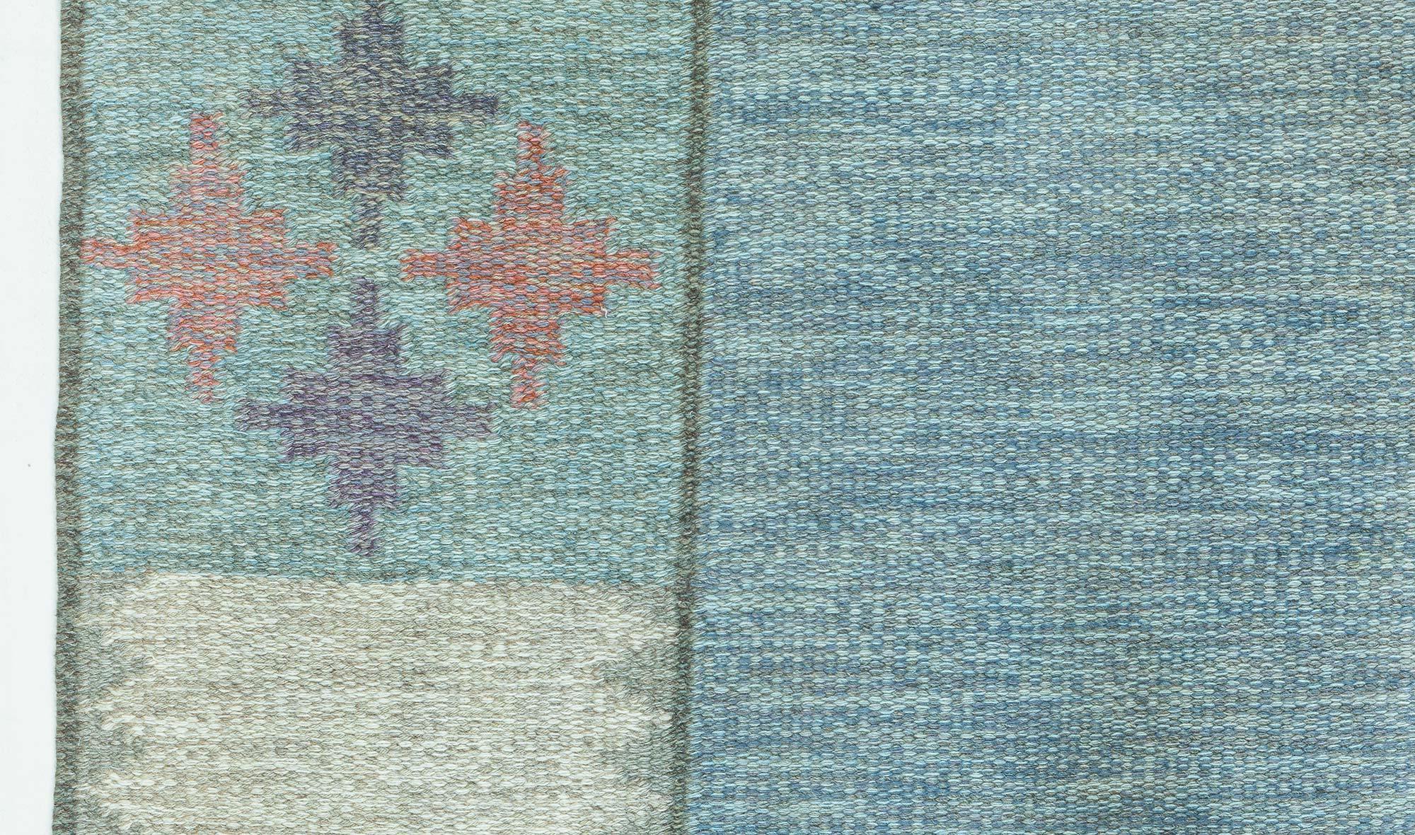 Mid-Century Modern Tapis suédois tissé à plat Doris Leslie Blau de Bitte Ahlgren 'BA' en vente