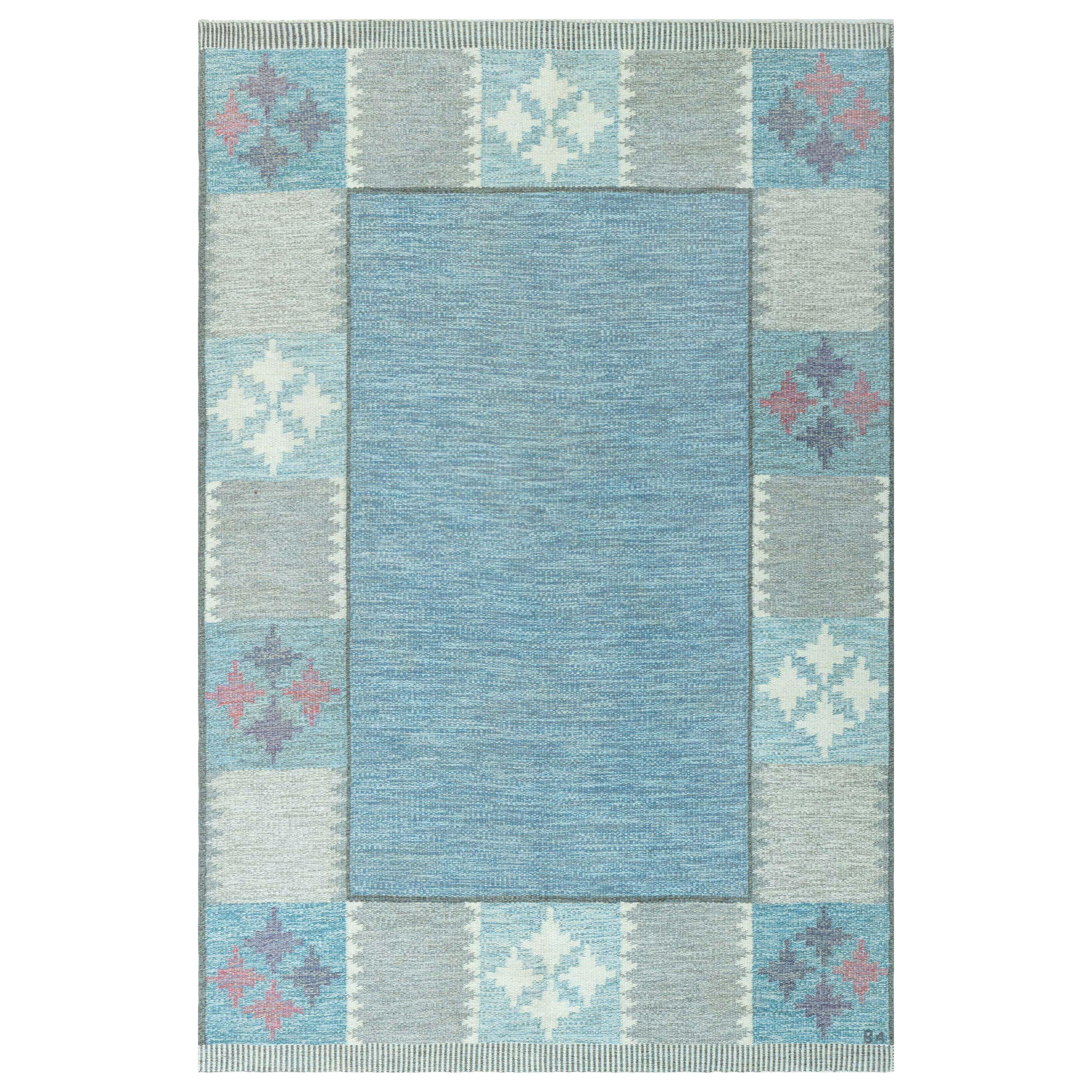 Doris Leslie Blau Swedish Flat Woven Rug by Bitte Ahlgren 
BA
 For Sale