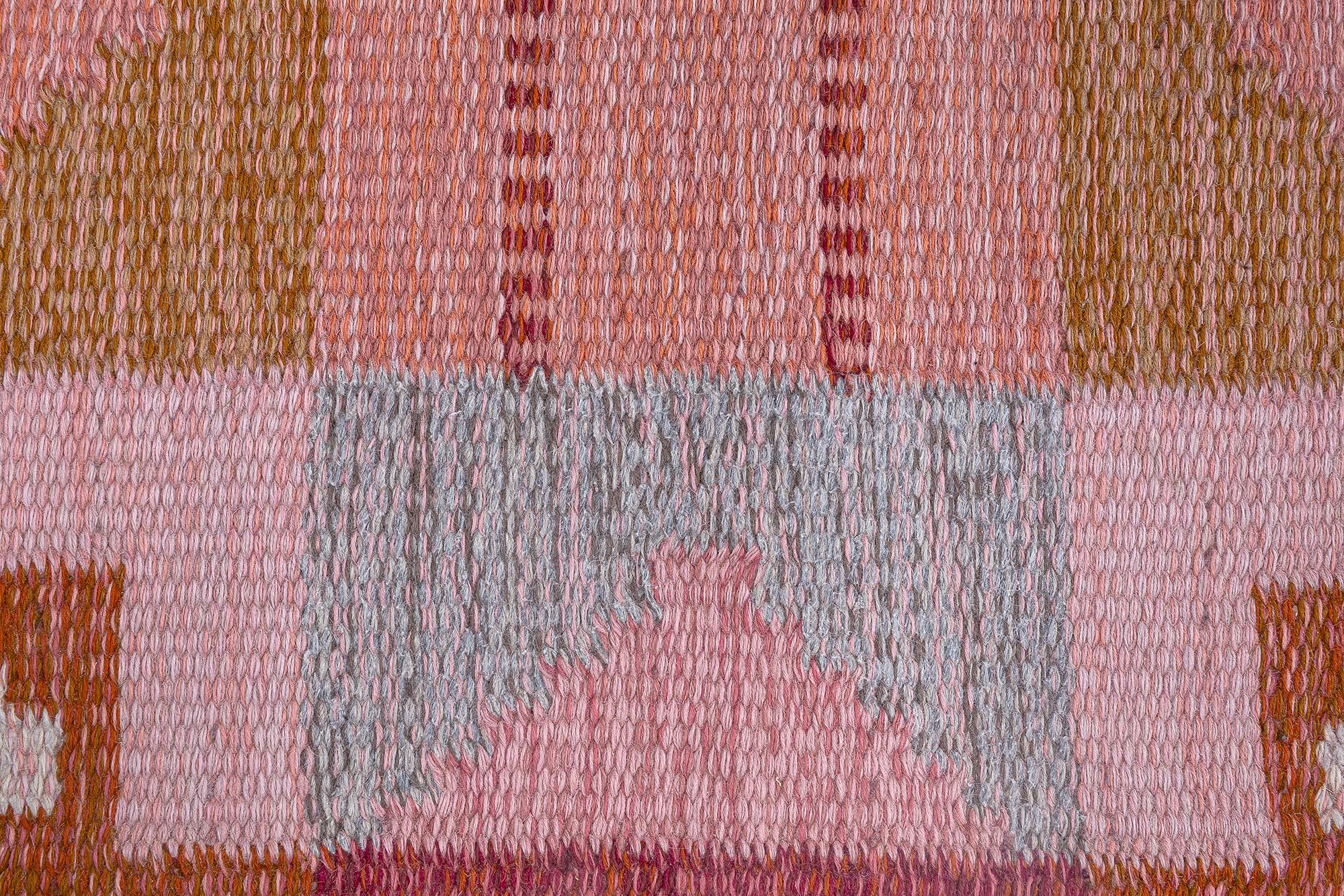 Mid-Century moderno Doris Leslie Blau Swedish Flat Woven Rug by Ingegerd Silow in vendita