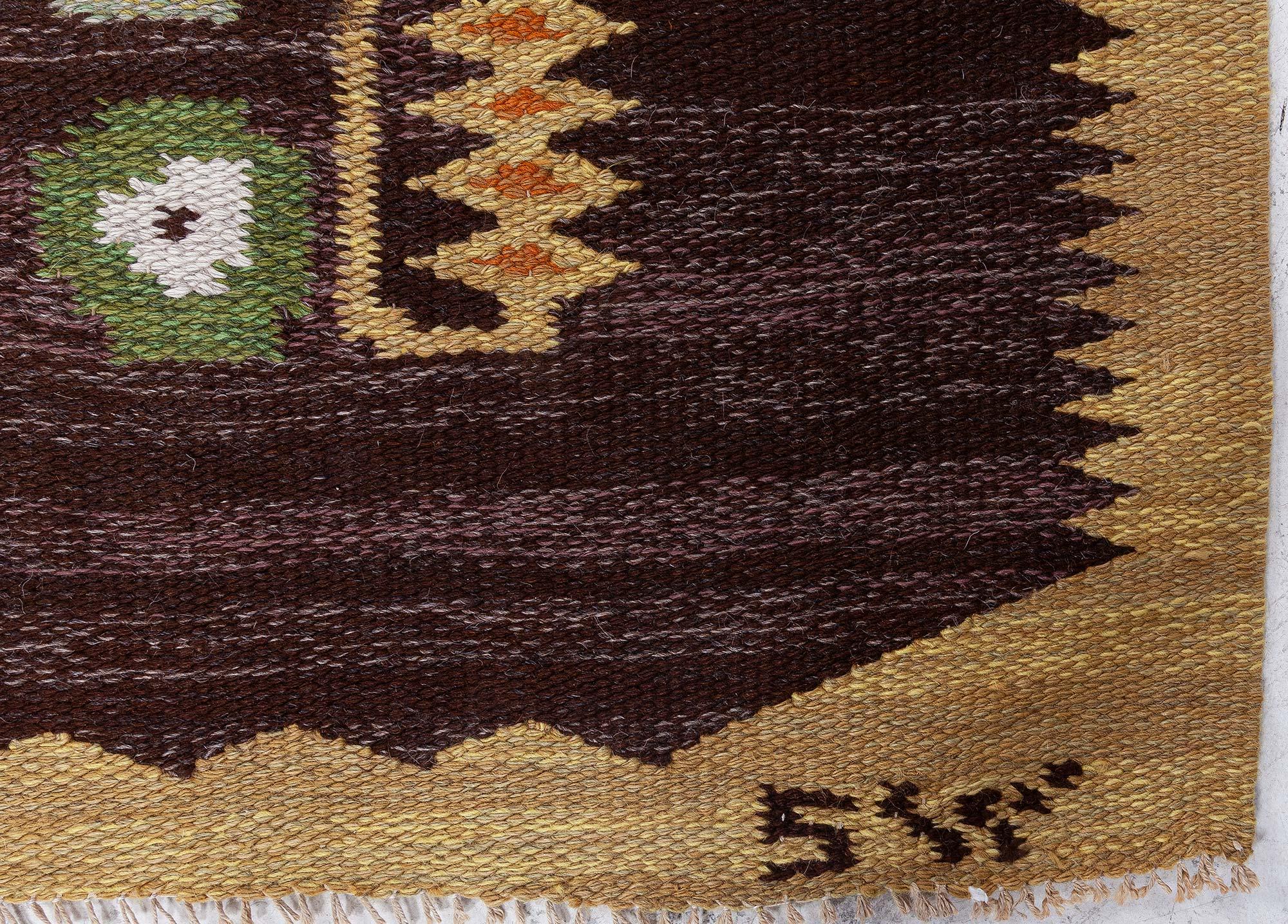 Scandinavo moderno Tappeto svedese vintage a trama piatta di Solveig Westerberg, presso Doris Leslie Blau in vendita