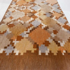 Doris Leslie Blau Swedish Mid-Century Geometric Beige Flatweave Rug (Fragment)