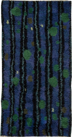 Doris Leslie Blau Swedish Mid-Century Navy Blue Hand-Knotted Wool Rug