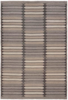 Doris Leslie Blau Swedish Mid-Century Striped Beige Flatweave Rug Double Sided