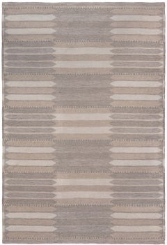 Doris Leslie Blau Swedish Mid-Century Striped Beige Flatweave Rug Double Sided