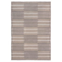 Doris Leslie Blau Swedish Mid-Century Striped Beige Flatweave Rug Double Sided