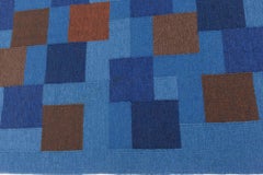 Doris Leslie Blau Swedish Vintage Geometric Light Blue Flatweave Wool Carpet