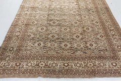 Doris Leslie Blau Tabriz Antique Allover Floral Classic Taupe Rug - c. 1900