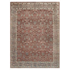 Doris Leslie Blau Tabriz Antique Allover Floral Light Beige Tapis - c. 1900
