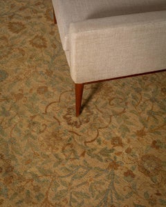 Doris Leslie Blau Tabriz Antique Allover Floral Light Beige Rug - c. 1920