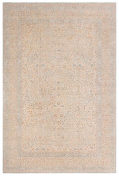 Doris Leslie Blau Tabriz Antique Allover Floral Light Beige Rug - c. 1920