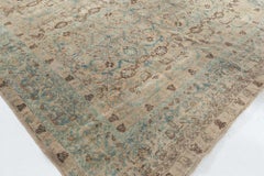Doris Leslie Blau Antique Tabriz Allover Floral Rug In Pale Sand - c. 1920