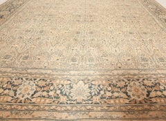 Doris Leslie Blau Tabriz Antique Allover Floral Soft Beige Carpet - c. 1920