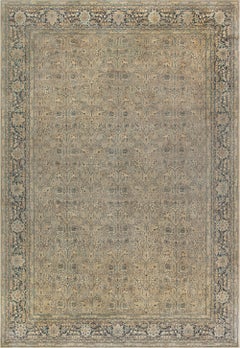 Doris Leslie Blau Tabriz Antique Allover Floral Soft Beige Carpet - c. 1920