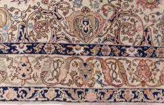 Doris Leslie Blau Tabriz Antique Allover Floral Soft Beige Carpet - c. 1930