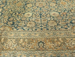 Doris Leslie Blau Tabriz Antique Allover Floral Teal Hand-Knotted Rug - c. 1900