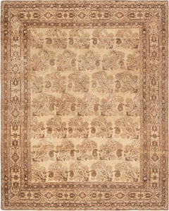 Doris Leslie Blau Tabriz Antique Allover Floral Warm Tan Carpet - c. 1920