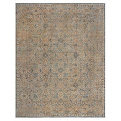 Doris Leslie Blau Tabriz Antique Allover Floral Warm Tan Rug - c. 1920