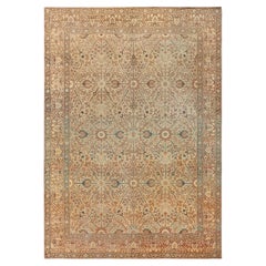 Doris Leslie Blau Tabriz Antique Allover Floral Warm Tan Rug - c. 1920