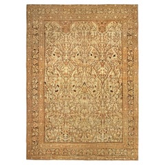 Alfombra antigua de Tabriz, anudada a mano, con diseño integral en tono beige claro, de Doris Leslie Blau - h. 1880