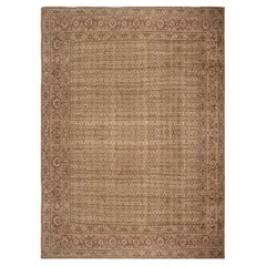 Doris Leslie Blau Tabriz Antique Allover Warm Tan Hand-Knotted Carpet - c. 1920