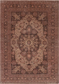 Doris Leslie Blau Tabriz Antique Allover Warm Tan Hand-Knotted Wool Rug