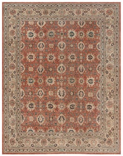 Doris Leslie Blau Tabriz Antique Floral Allover Brick Red Rug - c. 1920