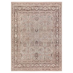 Doris Leslie Blau Tabriz Antique Floral Allover Classic Taupe Rug - c. 1920