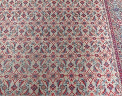 Doris Leslie Blau Tabriz Antique Floral Allover Ivory Beige Carpet - c. 1880