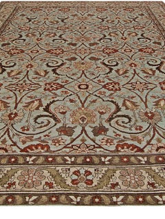 Doris Leslie Blau Tabriz Antique Floral Allover Light Beige Rug - c. 1920