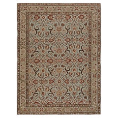 Doris Leslie Blau Tabriz Antique Floral Allover Light Beige Rug - c. 1920
