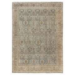 Doris Leslie Blau Tappeto antico Tabriz floreale a trifoglio sabbia chiara - C.C. 1880