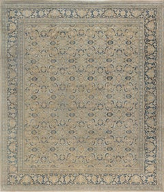 Doris Leslie Blau Tabriz Antique Floral Allover Soft Beige Carpet - c. 1920