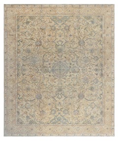 Doris Leslie Blau Tabriz Antique Floral Allover Soft Beige Rug - c. 1880