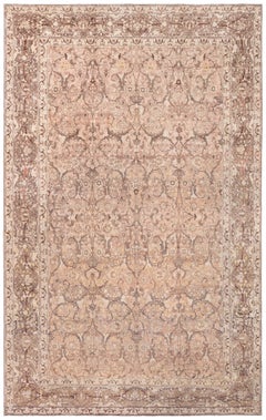 Doris Leslie Blau Tabriz Antique Floral Allover Soft Beige Rug - c. 1880