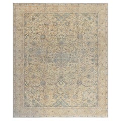 Alfombra Tabriz Antigua Doris Leslie Blau Floral Allover Beige Suave - c. 1880