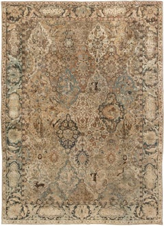 Doris Leslie Blau Tabriz Antique Floral Allover Soft Beige Rug - c. 1920