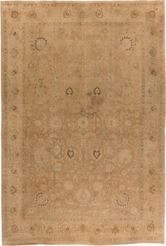 Doris Leslie Blau Tabriz Antique Floral Allover Warm Tan Rug - c. 1920