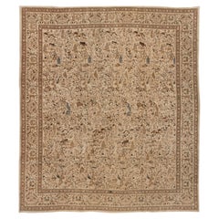 Doris Leslie Blau Tabriz Antique Floral Allover Warm Tan Rug - c. 1920