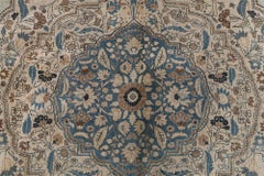 Doris Leslie Blau Tabriz Antique Medallion Cream Beige Rug - c. 1900