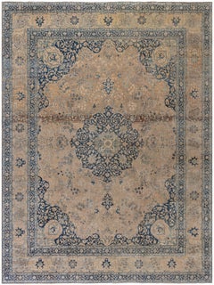 Doris Leslie Blau Tabriz Antique Medallion Warm Tan Carpet - c. 1900