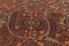 Doris Leslie Blau Tabriz Antiker Medaillon Warm Tan Handgeknüpfter Teppich - c. 1880