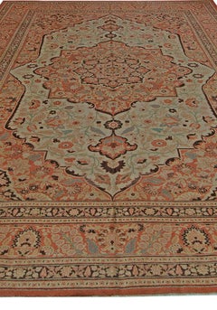 Doris Leslie Blau Tabriz Antiker Medaillon Warm Tan Handgeknüpfter Teppich - c. 1880